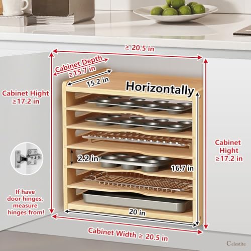 Celestite Wooden Baking Sheet Organizer for Cabinet, Baking Tray Organizer, Cookie Sheet Organizer for Cabinet Kitchen Storage Organization Accessories - color: 7 Tier 20"wx15.2hx16.7d