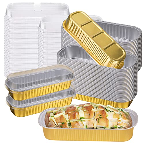 100 Sets Mini Cake Pans with Lids, Mini Loaf Pans