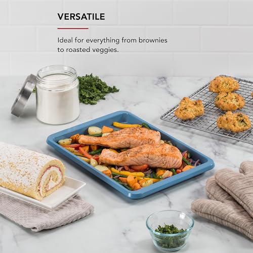 KitchenAid 9x13in Nonstick Aluminized Steel Baking Sheet, Blue Velvet - color: Blue Velvet, size: 9 x 13 Inch