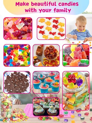 117Pcs Gummy Candy Molds Kit with Wrappers, Recipe Card,Droppers Brushe - color: Candy set - 117 pcs