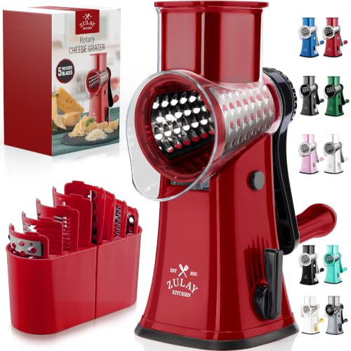 Rotary Cheese Grater Hand Crank, Vegetable Shredder - Red - color: 14 - Maroon