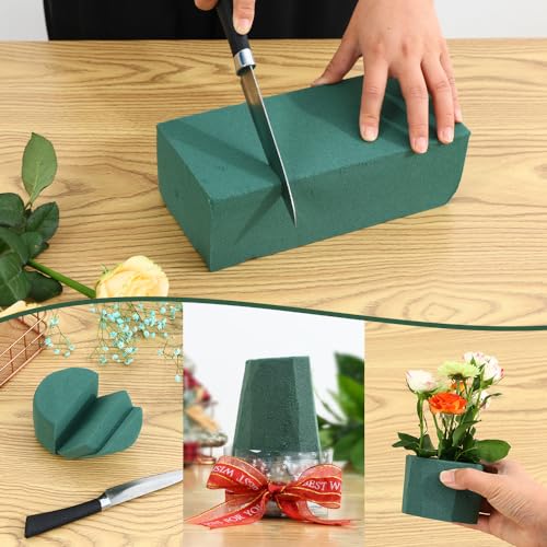 6Pcs Floral Foam Blocks Each (8.85”L x 4.1”Wx 2.75”H) Green Wet & Dry Flower Foam for Fresh & Artificial Flower Arrangements, DIY Crafts, Arts, Weddings, Birthdays and Garden Decorations