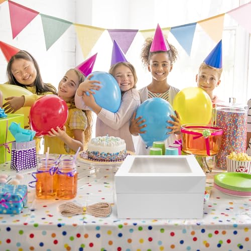 NEOACT 4 Pack Cake Boxes, White Cake Boxes with Window, 12x12x6 In - size: 4 Pcs-12x12x6 inches