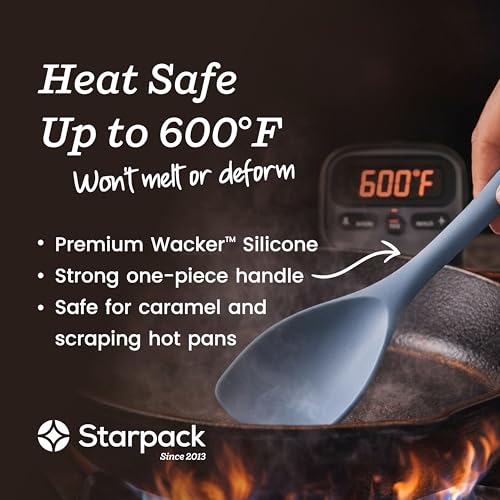 StarPack Silicone Spoonula The All-Rounder 11 Inch - LFGB Spoon Spatula, 600°F Heat Resistant, BPA-Free - One-Piece Seamless, Dishwasher Safe - for Nonstick Cookware, Light Blue - color: Light Blue, size: Standard 11"