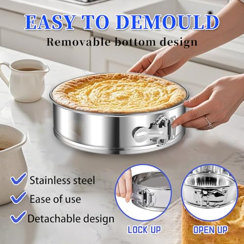 9Inch Steel Cheesecake Springform Cake Pan with 30Pcs Parchment Paper Liner