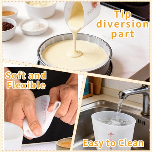 Food-Grade Silicone Cups for Melting Chocolate, 3Pcs BPA Free Silicone Measuring Cups with 1/2Cup/1Cup/2Cup Capacity, Reusable Baking Supplies for DIY Chocolate Molds - size: 1/2Cup*1+1Cup*1+2Cup*1