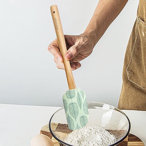 Silicone Kitchen Spatula Set, Wooden Handle Spatula Set for Baking, Cooking, and Mixing (leaf) - color: Leaf