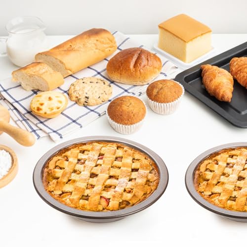 8 Pack Mini Pie Pan Set, 5 Inch Reusable Nonstick Individual Dish Pies Plate Carbon Steel Pie Tins Small Round Metal Bakeware for Baking Pot Pies, Cakes, Quiches, Tarts, Desserts, Christmas