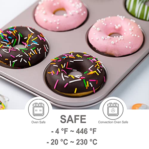 CHEFMADE Donut Mold Cake Pan, 6-Cavity Non-Stick Ring Doughnut Bakeware for Oven Baking (Champagne Gold) - size: 05 - Round 6 Cups
