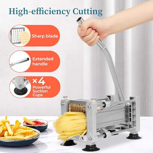 BIEAMA French Fry Cutter with 1/4", 3/8", 1/2" Stainless Steel Blades - size: 1/4" & 3/8" & 1/2" Blade (Small Machine)