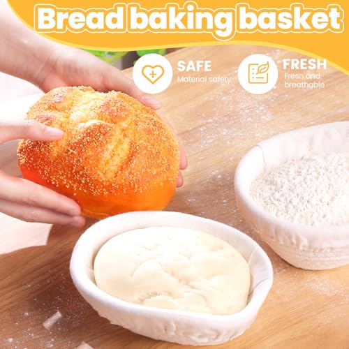 6 Sets Mini Banneton Basket for Bread Proofing, Oval, 6.5'', White - color: White, size: 6.5", style: Oval