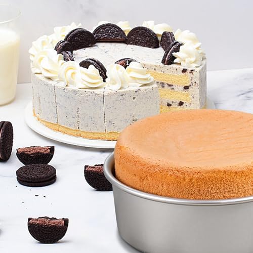 8 x 3 Inch Aluminum Round Cake Pan, 3-Piece Set Cake Baking Pans, Round Layer Cake Baking Pans for Birthday Wedding Home Kitchen DIY Baking Tools, Heavy Sturdy & Healthy, Oven Safe - size: 8 x 3 Inch, Set of 3