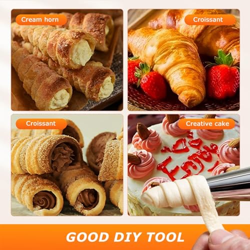 35pcs Cream Horn Molds, Stainless Steel Cannoli Forms Tubes Kits, Baking Cones, Roll Horn Forms, Non-stick Baking Molds for Danish Pastry Lady Lock Form, Cream Roll, Croissant - size: 35pcs