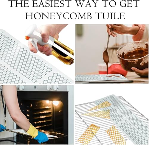 Honeycomb Molds Silicone (2 PCS) Fondant Tuile Molds with Hollow 3D Beehive - size: Square Honeycomb Molds Silicone