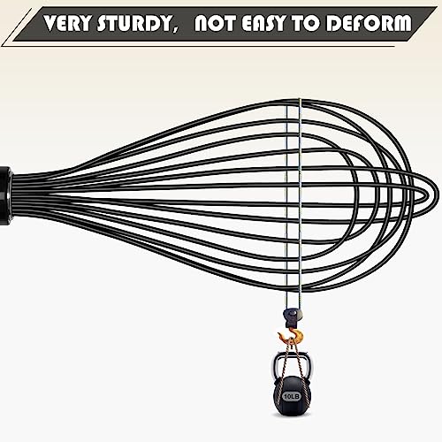 TEEVEA Silicone Whisk 11 Inch, Nonstick Heat Resistant for Cooking Baking - color: Black