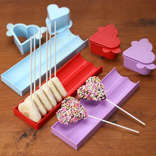 Heart Cake Pop Mold Set with 9in Tray and Sticks- Purple - color: Purple（Heart）