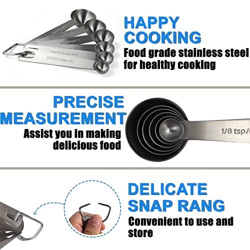 Measuring Spoons, 6-Piece Heavy Duty Stainless Steel Measuring Spoons Set - size: 6PCS