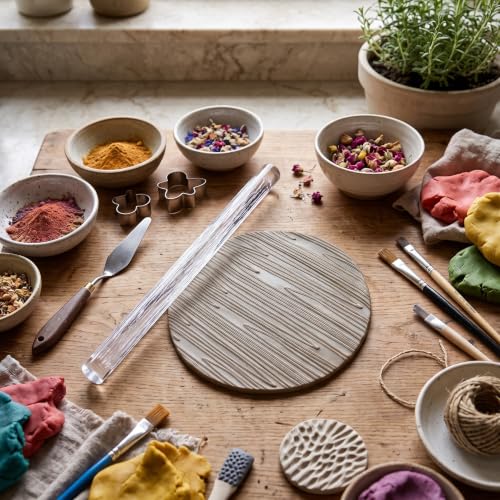Patterned Acrylic Rolling Pin, Clear Lightweight Embossing Roller for Baking Fondant Compliant Food Safe Comfortable Grip 28 Patterns 6.3 x 0.4 In 1 Pc - size: 52006 wood grain