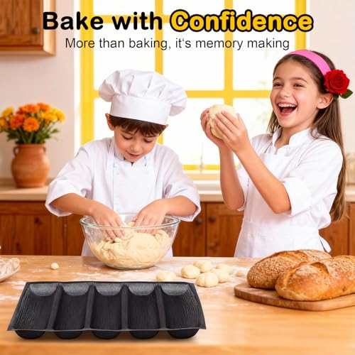 Silicone Perforated Baking Forms, 8-Loaf Baguette Bread Pan & French Bread Baking Pan, Reusable Perforated Baking Mat & Silicone Molds for Baking (29.92x16.14inch, Black) - size: 8-Loaf