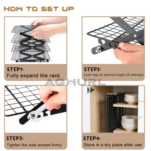 4-Tier Collapsible Cooling Rack, Adjustable Baking & Grilling Rack - size: 4-Tier