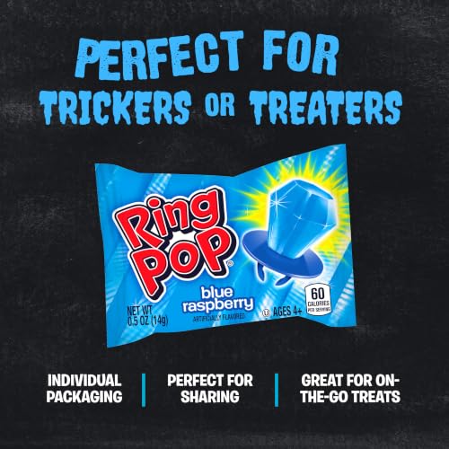 Ring Pop Halloween Blue Candy Lollipops, 70 Count Bulk Pack - size: 70 Count