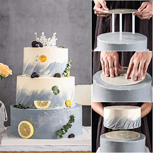 DOERDO 3 Tier Cake Separator Plates and 9 Pieces Plastic Cake Dowel Rods Set, for Tiered Cake Construction and Stacking(12cm,16cm,18cm) - size: 12,16,18cm