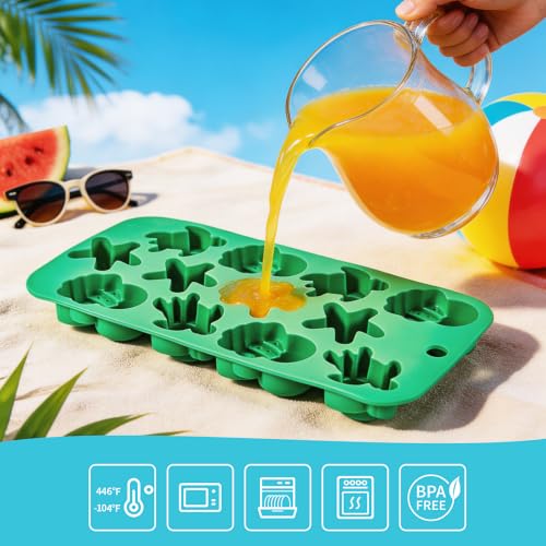 Sea Turtle Ice Cube Molds, Ocean Silicone Molds Sea Turtle Starfish Octopus Shaped Mould for Chocolate, Candy, Cupcake Decorations, Plaster Molds Resin Wax Making