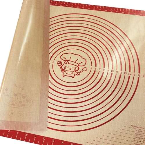 28" x 20" Silicone Baking Mat with Measurements, Red