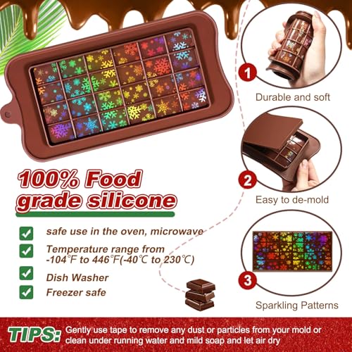 Ziliny Christmas Snowflake Candy Molds Holographic Chocolate Mold Silicone - color: Snowflake
