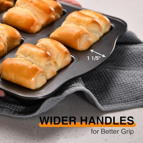 2 Pack Mini Loaf Baking Pans 8-Cavity, Nonstick Small Cornbread Pan, Tiny Banana Bread Pan Set, Heavy Duty Brownie TIn, Dark Grey - size: 2 Mini Loaf Pans