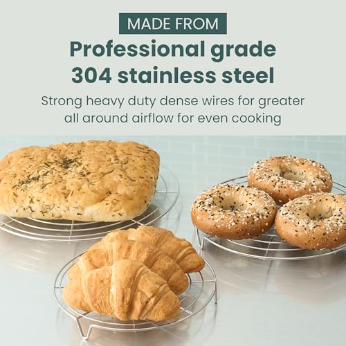 Ultra Cuisine 100% Stainless Steel Round Cooling Racks for Baking, Set of 3 - size: Round Rack 3-Pack