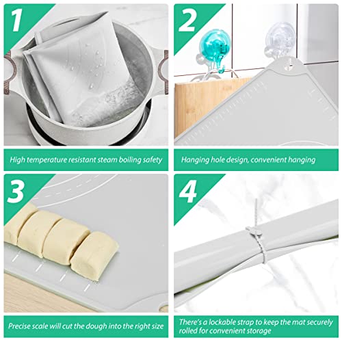 Silicone Pastry Non Stick Baking Mat 20"*16" Dough Rolling Edge Heightening - color: Light Grey, size: 20"L x 16"W