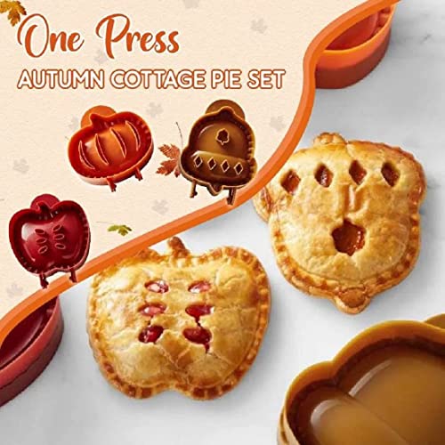 Dough Presser Pocket，Mini Pie Molds,One-Handed Cookie Maker, 3 Shape Christmas Handmade Pie Molds. (Autumn hand-dispatched) - color: Autumn hand-dispatched