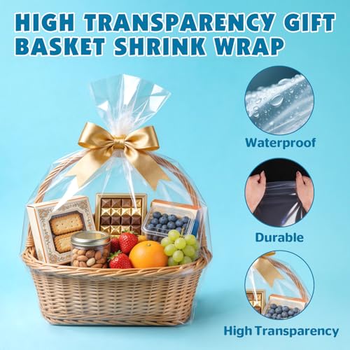 8 Pcs Shrink Wrap Bags, 30 x 40in Shrink Cellophane Bags for Gift Baskets - color: 30in x 40in-8pcs