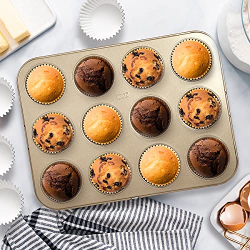 Glad Muffin Pan Nonstick - Heavy Duty Metal Cupcake Tin with Round Baking Cups, 12-Cup - size: 12-Cup