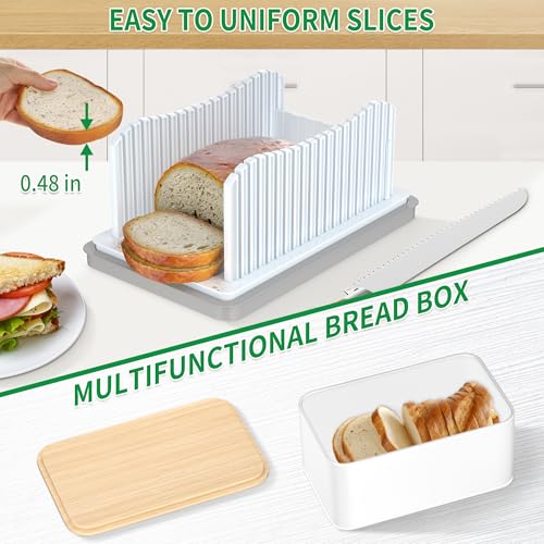 CAWIU Bread Slicer for Homemade with Box, Foldable Bread Slicing Guide - style: Bread Slicer with box