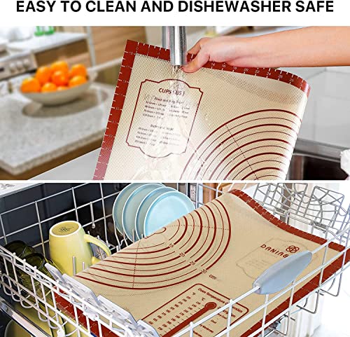 DANIA & DEAN 2 Pack 26"x16" & 11"x16" Extra Thick Silicone Baking Mat Set - color: Red, size: 26"L x 16"W + 16"L x 11"W