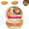 PakTalk Air Fryer Liners Disposable, Round Non-Stick Oil Proof Parchment Paper for Air Fryer Basket, Pre-Cut Bowl Shape Unbleached Food Grade for Oven Microwave Steamer (6.3 inch-50 pack) - size: 6.3 inch-50 pack