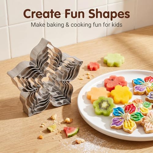 Flower Cookie Cutter Set - 6Pcs Flower Shaped Cookie Cutter, Stainless Steel Cookie Cutters, Baking Tool for Homemaking Cookie, Sandwiches, Cake, Fruit - color: C