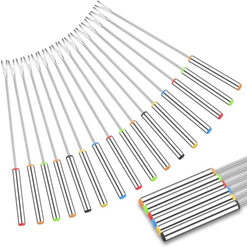 18 Pack Stainless Steel Fondue Forks, 9.3 In, 6 Colors