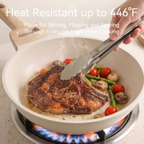 Silicone Kitchen Utensils Set, Heat-Resistant Cooking Utensils, BPA-Free - color: Khaki
