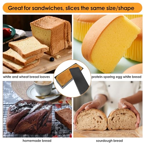 2.2lb Pullman Loaf Pan with Lid, 13inch SP-031 Bread Pan with Dough Scraper Cutter, Black Covered Loaf Pan for Sandwich Bread - color: Black, size: 13inch
