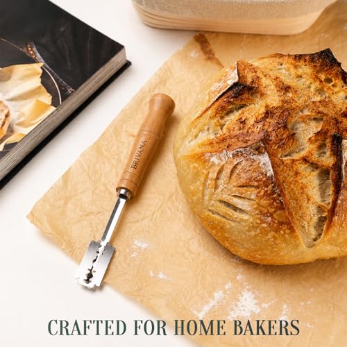 Bread Lame for Sourdough, Beech Wood Bread Scoring Tool with Protective Cover and 5 Replacement Blades