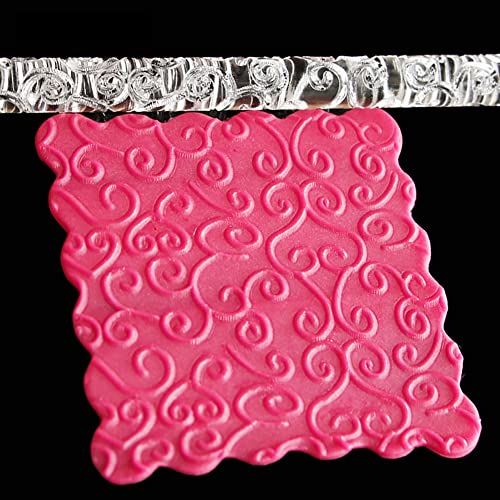 Acrylic Rolling Pin Pastry FondantRoller DIY Cake, 28 Patterns FDA Acrylic Comfortable Handle Light Weight CompactSize Home Kitchen Use (52008 flower vine)