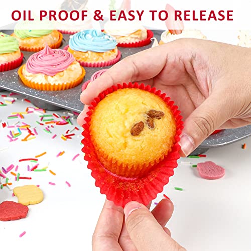 Caperci 500-Count Red Cupcake Liners for Baking Standard Paper Muffin Cups - color: Red