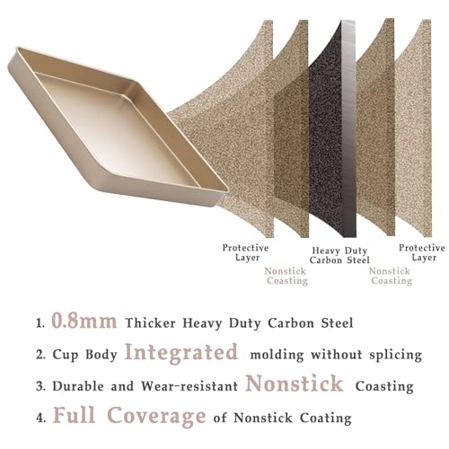 11-Inch Square Baking Pan Set, 1.4-Inch Deep Nonstick Carbon Steel, 2 Pack - size: 11″ Square
