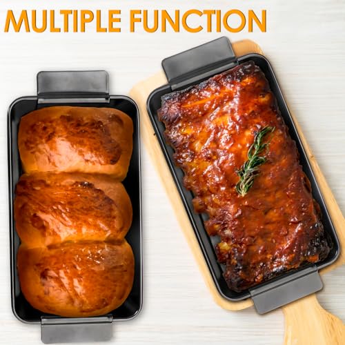 Meatloaf Pan with Drain Tray, Nonstick Baking Loaf Pan with Insert 9 x 5 Inches Loaf Pans for Baking Bread and Meat, 2-Piece Set, Black - color: Black