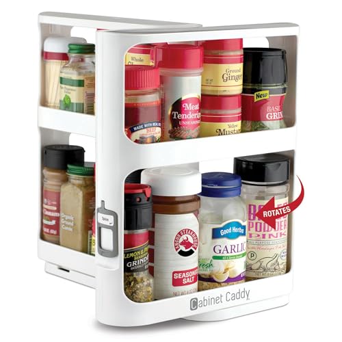 Cabinet Caddy Spice Rack Organizer for Cabinet, Pull & Rotate, 2-Tier