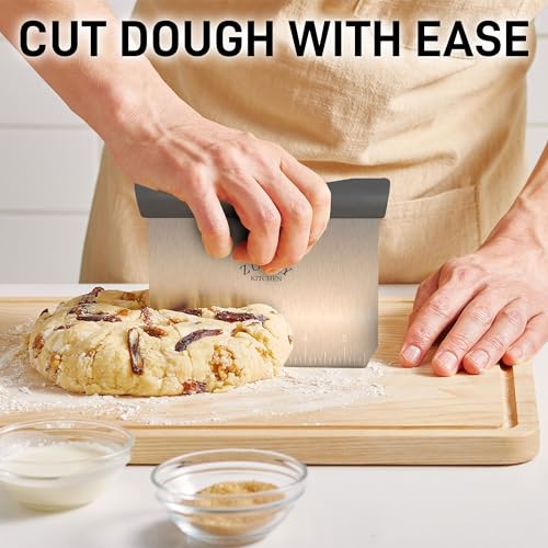 Zulay Premium Multi-purpose Stainless Steel Bench Scraper & Chopper, Easy to Read Etched Markings for Perfect Cuts, Quick & Easy Multi-use Dough Scraper, Dough Cutter & Pastry Scraper (Gray) - color: Gray, size: Bench Scraper