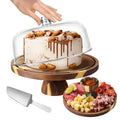 Acacia Wood Cake Stand with Acrylic Lid